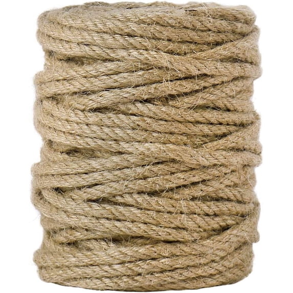 5mm Jute Rope, 100 Feet 4Ply Twisted Heavy Duty and Thick Twine Rope for Gardening, Crafting, Bundling, Cat Scratching Post, Home Decor, Christmas Decorations