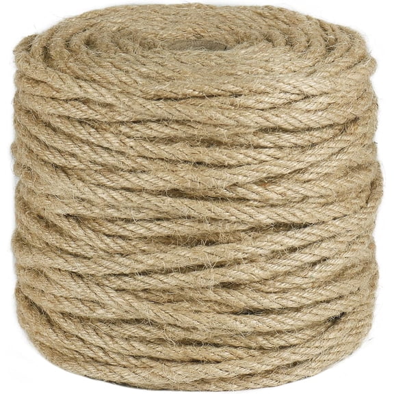 5mm Jute Rope, 164 Feet 4Ply Twisted Thick Twine Rope for Gardening, Crafting, Recycling, Cat Scratching Post, Farmhouse Decor, Macrame Projects