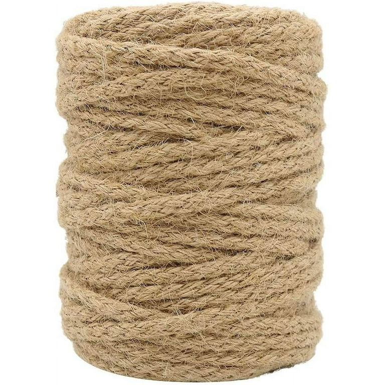 100 Feet Jute Rope for Crafts, 6mm Thick Braided Twine for Nautical Decor  (Brown) 