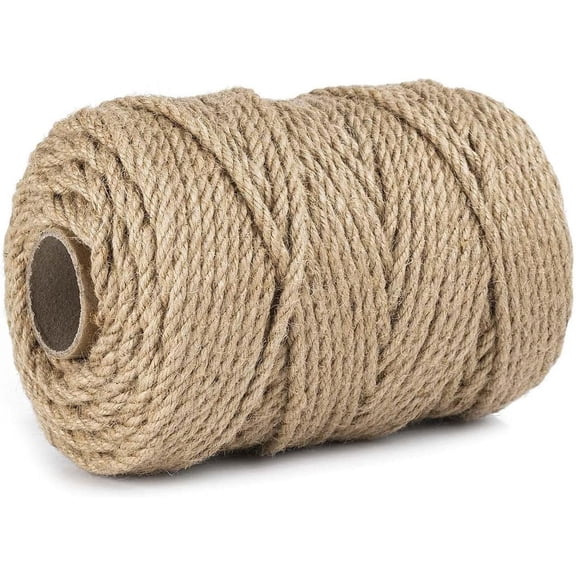 5mm Jute Twine, Large Roll of Natural Rope 328 Feet, Heavy Duty and Thick Twine Hemp for DIY Arts Crafts, Gardening, BundlingHome Decorating, Cat Scratching Post