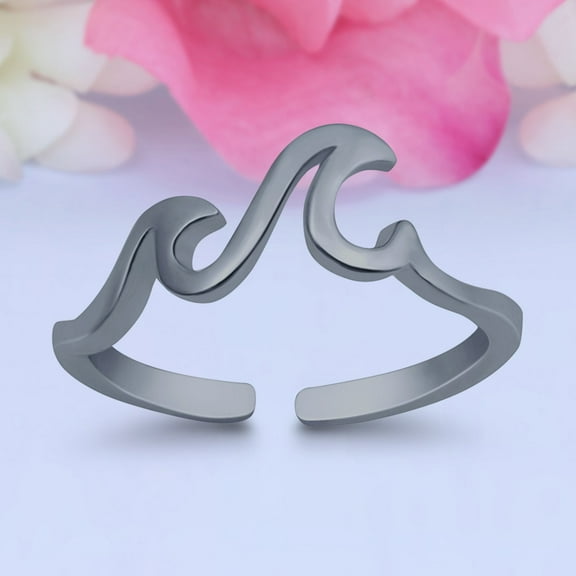 5mm Little Waves Toe Band Ring 925 Sterling Silver Thin Adjustable Stylish Rings For Women