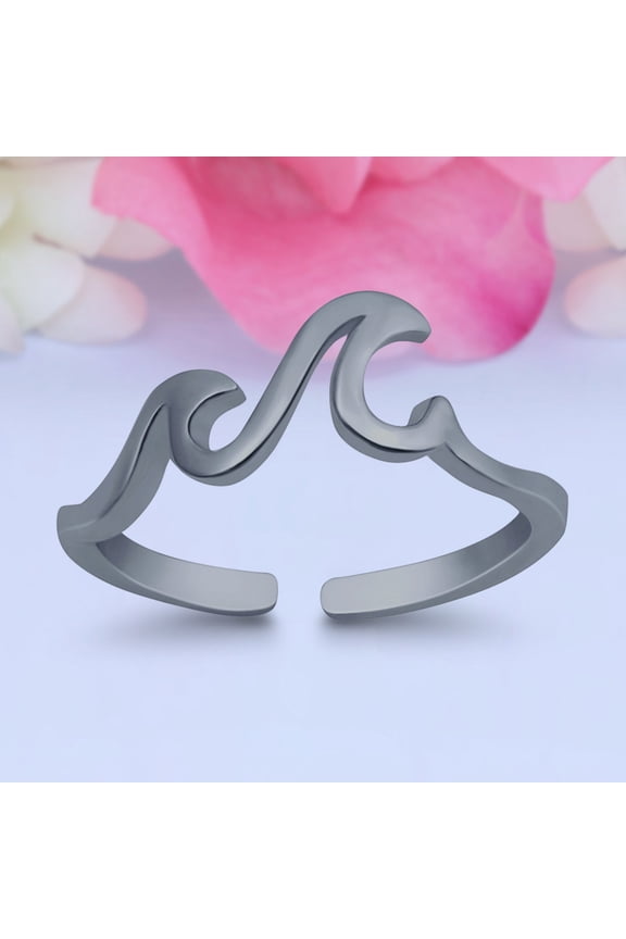 5mm Little Waves Toe Band Ring 925 Sterling Silver Thin Adjustable Stylish Rings For Women
