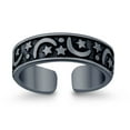 thumbnail image 1 of 5mm - Moon & Stars Toe Band Ring 925 Sterling Silver Thin Adjustable Stylish Rings for Women, 1 of 5
