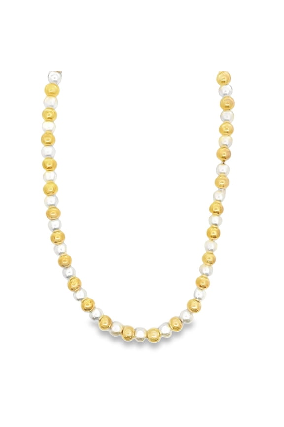 5mm Pearl  Gold Bead Ball Chain Necklace (F255)