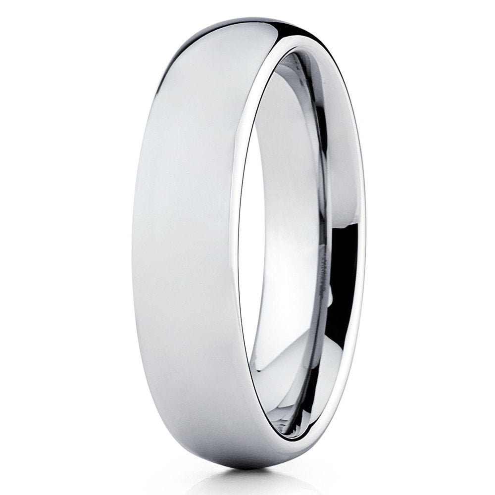 5mm Polished Silver Tungsten Carbide Wedding Band Gray Tungsten Ring ...