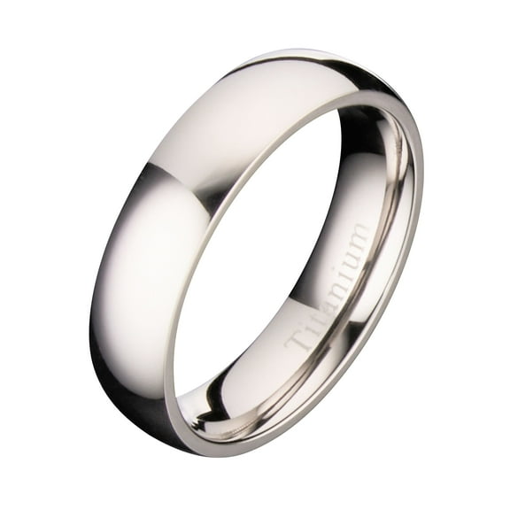 5mm Polished Titanium Wedding Ring Comfort Fit Band