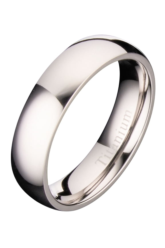 5mm Polished Titanium Wedding Ring Comfort Fit Band