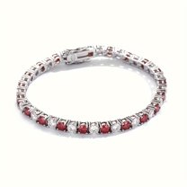 5mm Red Moissanite Tennis Bracelet, Unisex 925 Sterling Silver Fashion Accessory, Luxurious & Graceful, Perfect For Valentine's Day, Engagement & Wedding Gift