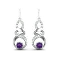 thumbnail image 1 of 5mm Round Amethyst 925 Sterling Silver Infinity Women Dangle Earrings, 1 of 4