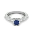 thumbnail image 1 of 5mm Round Blue Sapphire 925 Sterling Silver Solitaire Valentines Day Gifts Ring, 1 of 1