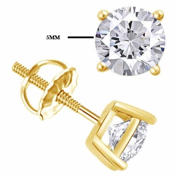 5mm Round Cut VVS/1 Simulated Diamond Stud Earrings 14k White Gold Plated Silver We Made Fresh Order