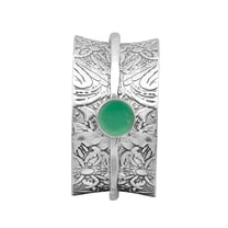 5mm Round Green Jade 925 Sterling Silver Single Band Meditation Women Wedding Spinner Ring