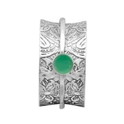 5mm Round Green Jade 925 Sterling Silver Single Band Meditation Women Wedding Spinner Ring