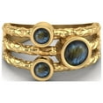 thumbnail image 1 of 5mm Round Labradorite Handmade Split Shank Band 925 Sterling Silver Gold Vermeil Trio Stone Women Valentines Day Gifts Ring, 1 of 4