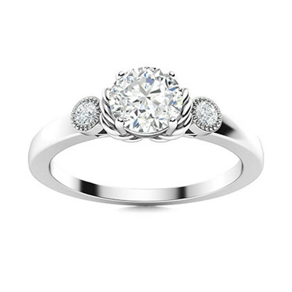 5mm Round Moissanite Diamond 925 Sterling Silver Three Stone Women Wedding Ring