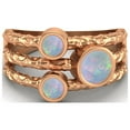 thumbnail image 1 of 5mm Round Opal Handmade Split Shank Band 925 Sterling Silver Rose Vermeil Trio Stone Women Mother's Day Gift Ring, 1 of 4
