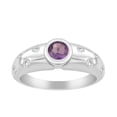 thumbnail image 1 of 5mm Round Shape Amethyst Gemstone 925 Sterling Silver Women Wedding Ring, 1 of 7