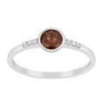 thumbnail image 1 of 5mm Round Shape Garnet Gemstone 925 Sterling Silver Solitaire Accents Women Engagement Ring, 1 of 7