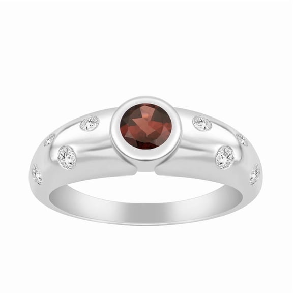 5mm Round Shape Garnet Gemstone 925 Sterling Silver Women Wedding Ring