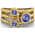 thumbnail image 1 of 5mm Round Tanzanite Handmade Split Shank Band 925 Sterling Silver Gold Vermeil Trio Stone Women Valentines Day Gifts Ring, 1 of 4