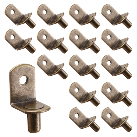 5mm Shelf Pegs L-Shaped Cabinet Support Pins Bracket Style Clips for Bookcase Kitchen Closet Shelves Holders,16 PCS Gun Metal