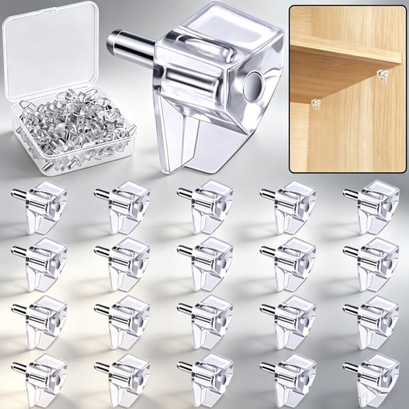 20Pack 5mm Shelf Support Pegs, Clear PVC Shelving Hardware Pins for Cabinet Bookcase Replacement