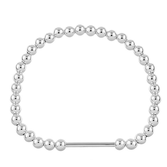 5mm Silver Beaded Bracelet - 7 in. Stainless Steel Stretch Bracelet for Girls - Stackable Bracelet for Bar Bead Charms with Screw Barrel Clasp - Jewelry Gift for Women