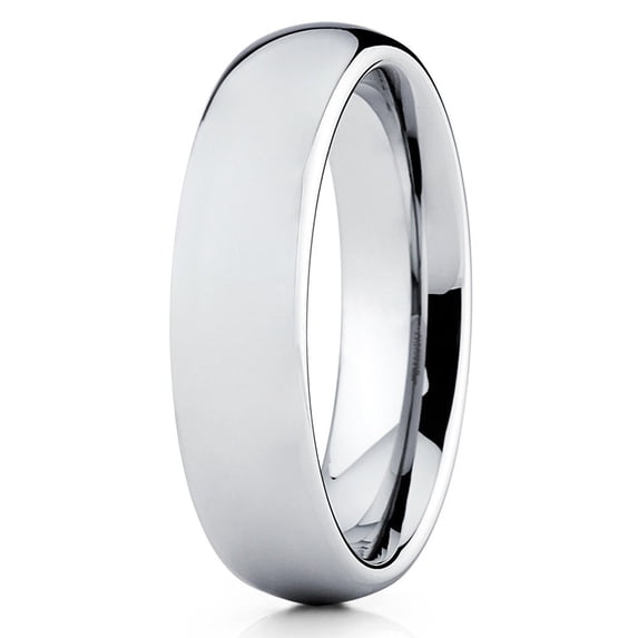 5mm Silver Tungsten Carbide Wedding Band Dome Shape Ring Men & Women Comfort Fit