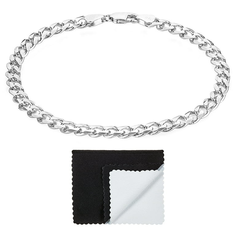 Beveled Curb Chain Bracelet 5mm Width 150 Sterling Silver Beveled Curb Chain Bracelet 5mm Width 150 Sterling Silver