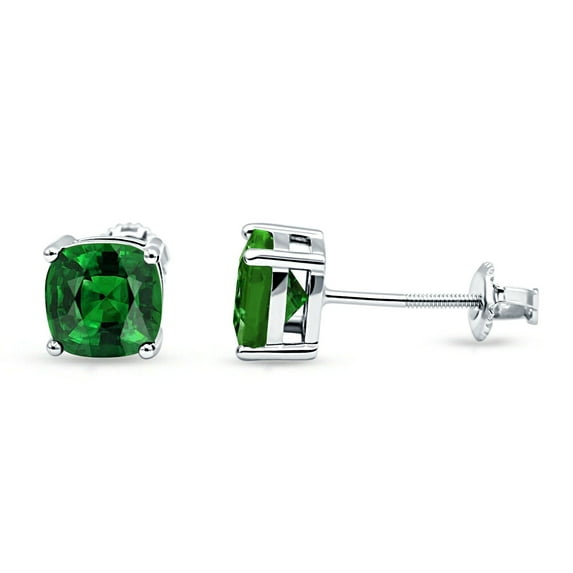 5mm Solitaire Screw Back Stud Earring Cushion Cut CZ Solid 925 Sterling Silver