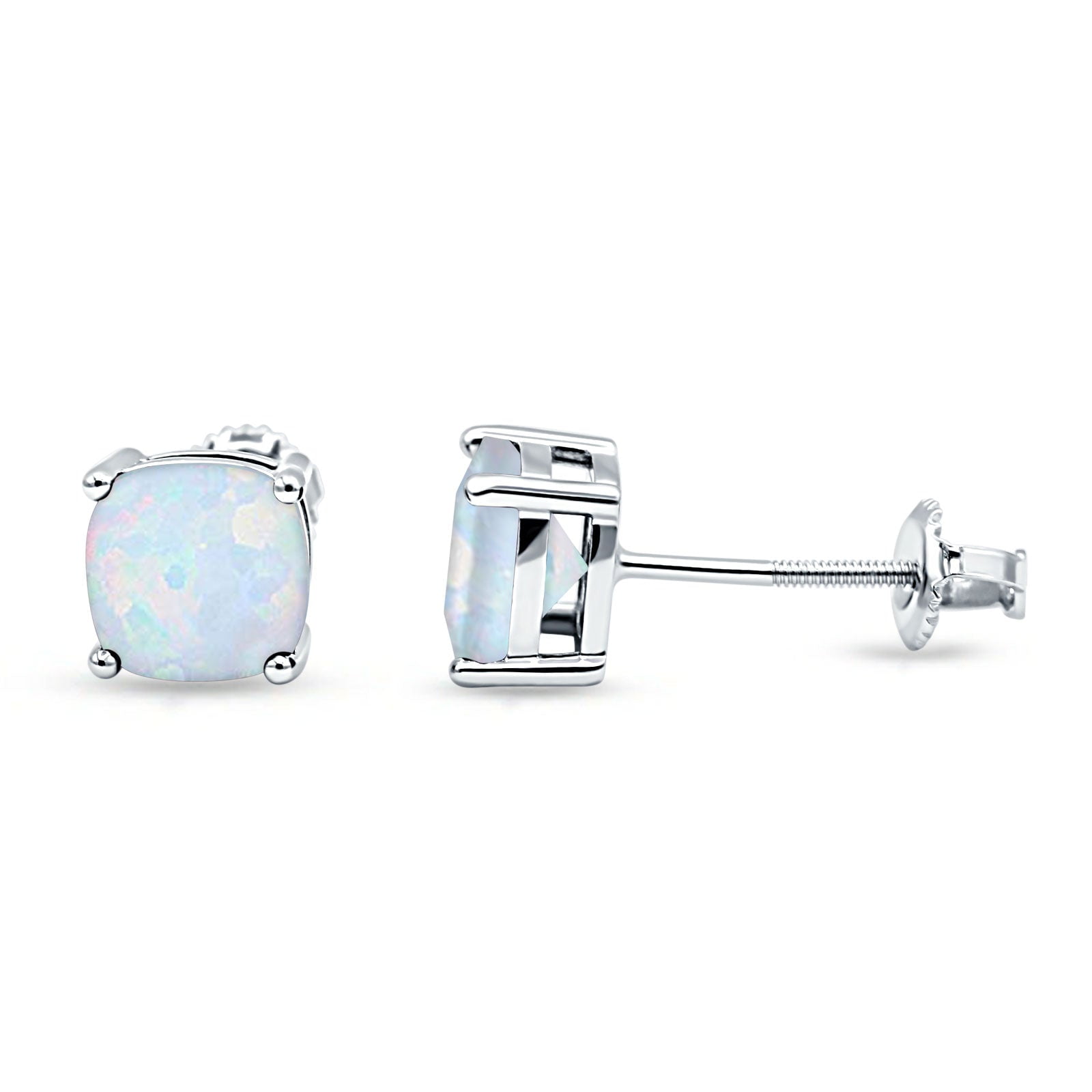 5mm Solitaire Screw Back Stud Earring Cushion Cut Solid 925 Sterling Silver