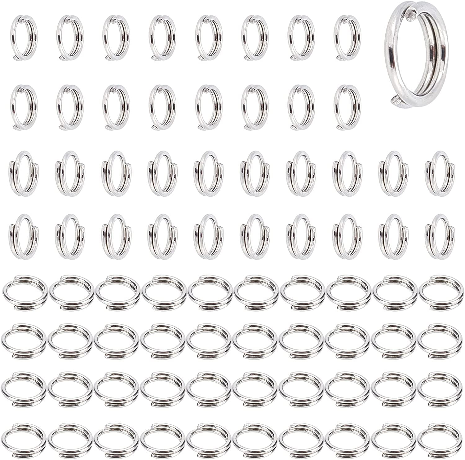 500pcs Stainless Steel Split Rings Double Loop Jump Rings Mini Connector  Key Rings for Jewelry Making Necklaces Bracelet Earrings (0.7x8mm-12651)