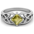 thumbnail image 1 of 5mm Square Shape Natural Lemon Quartz 925 Silver Celtic Women Valentines Day Gifts Ring, 1 of 4