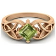 thumbnail image 1 of 5mm Square Shape Natural Peridot 925 Silver Rose Vermeil Celtic Women Mother's Day Gift Ring, 1 of 4