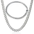 thumbnail image 1 of 5mm Stainless Steel Bracelet Necklace Jewelry Set Cuban Curb Chain Men's Jewelry, 1 of 5