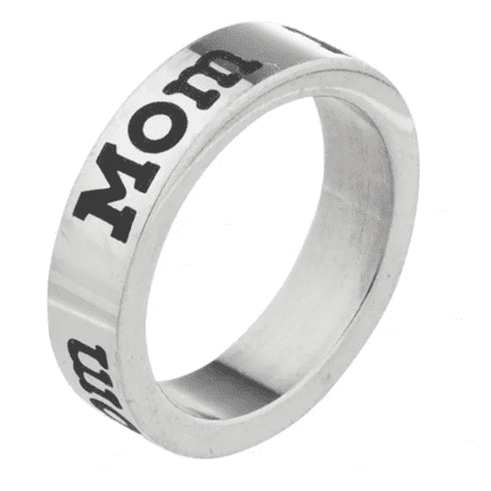 5mm Stainless Steel Women's Mother's Ring - Mom's Ring, Jewelry for Mom from Daughter & Son Great Idea for a Gift.