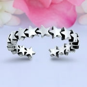 BLUE APPLE JEWELRY 5mm Stars Toe Band Ring 925 Sterling Silver Thin Adjustable Stylish Rings For Women