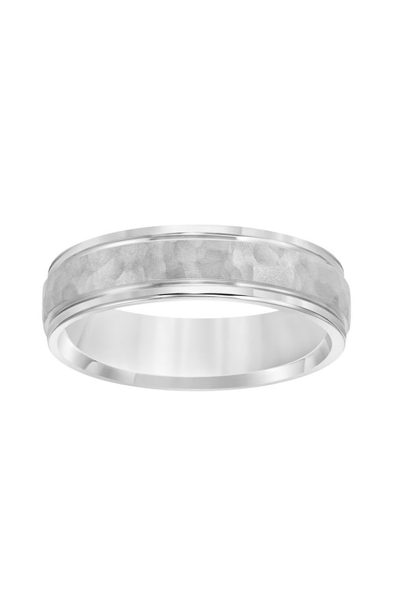 5mm Sterling Silver Wedding Band with Hammered Finish by Brilliance Fine Jewelry