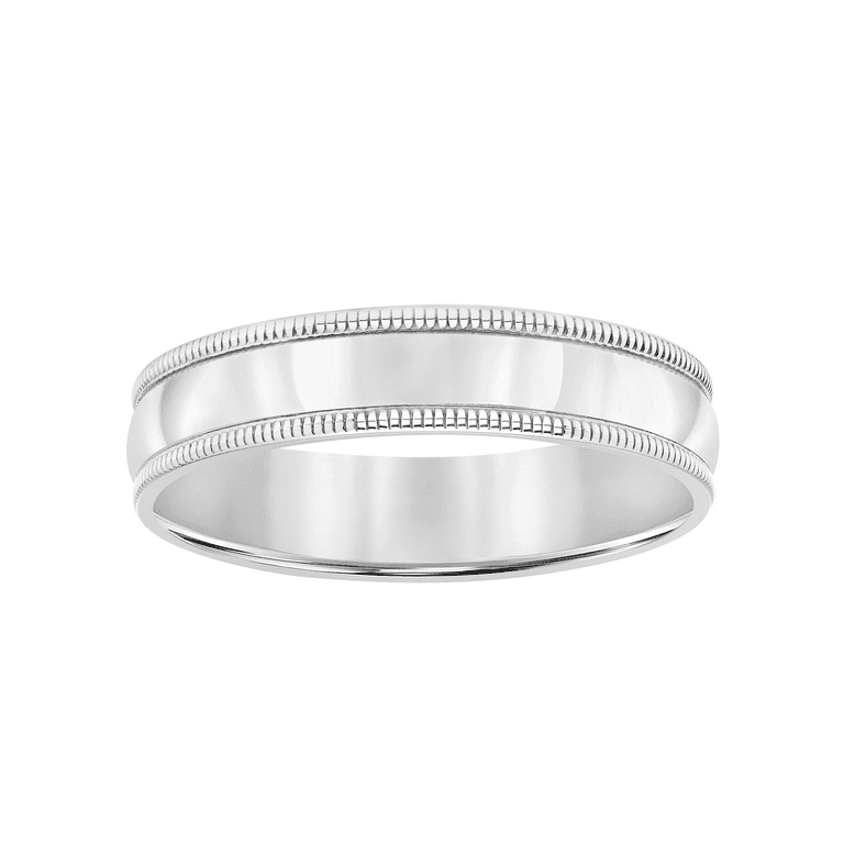 5mm Sterling Silver Wedding Band with Milgrain Edge by Brilliance