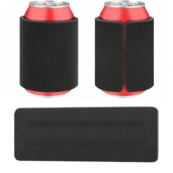 5mm Thick Spring Snap Can Cooler Sleeves, Textured Liner Insulated Drink Cover, Rollable Anti-Slip Beverage Holder Fits 12oz Soda Cans and Standard Beverage Tins