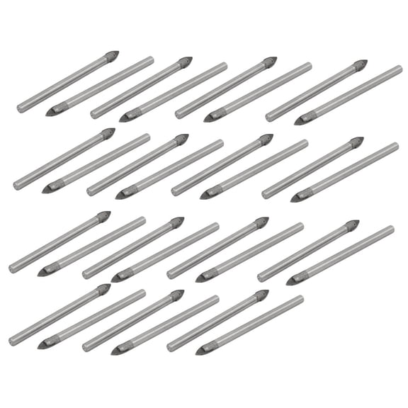 5mm Tip 68mm Length Metal Round Shank Triangle Head Ceramic Tile Drill Bit 30Pcs