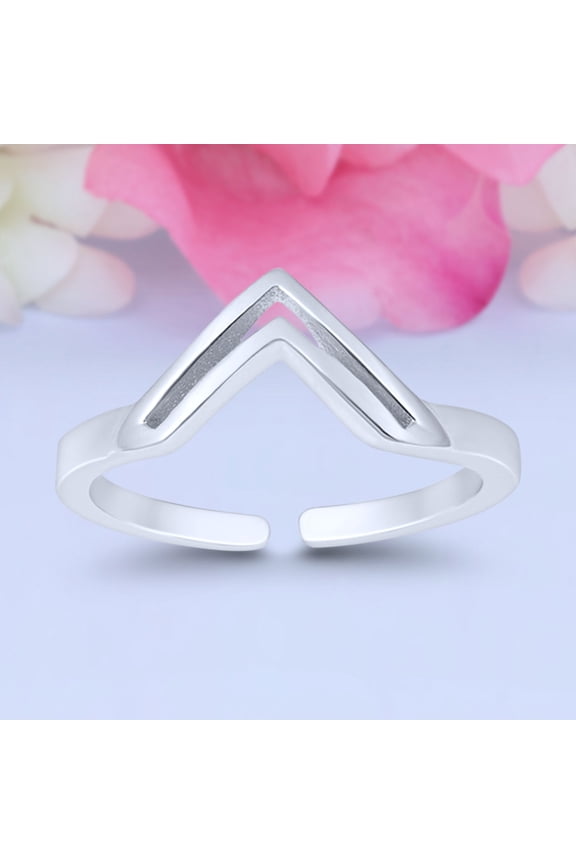 5mm - V Shaped Toe Band Ring 925 Sterling Silver Thin Adjustable Stylish Rings for Women