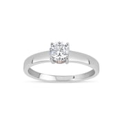 5mm White Round Swarovski CZ Sterling Silver Two-Tone Rhodium and 18kt Rose Gold-Plated Filigree Sides Gradual Shank Ring