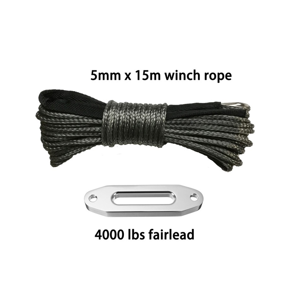5mm X 15m Winch Line Rope With 4000lbs Aluminum Winch Fairlead For 4x4