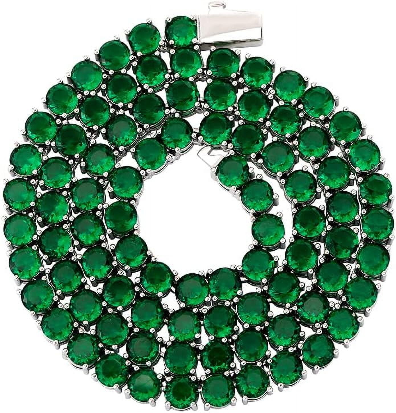 5mm colored zircon tennis necklace, hip-hop style full diamond single ...