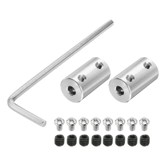 5mm to 5mm Bore Rigid Coupling Aluminum Alloy Shaft Coupler Connector for 3D Printers DIY Car Boat Silver 2pcs