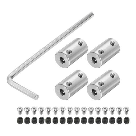 5mm to 5mm Bore Rigid Coupling Aluminum Alloy Shaft Coupler Connector for 3D Printers DIY Car Boat Silver 4pcs