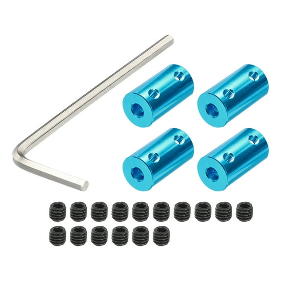 5mm to 8mm Shaft Coupler Connector L25mm x D14mm Aluminum Alloy for 3D Printers with 16 Screws & Spanner - 4 Pcs