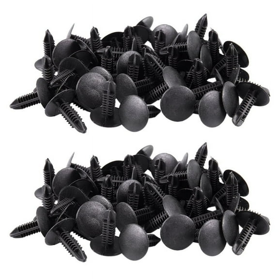 5mm x 5mm Hole Dia Black Plastic Rivets Fastener Push Clips 96 Pcs
