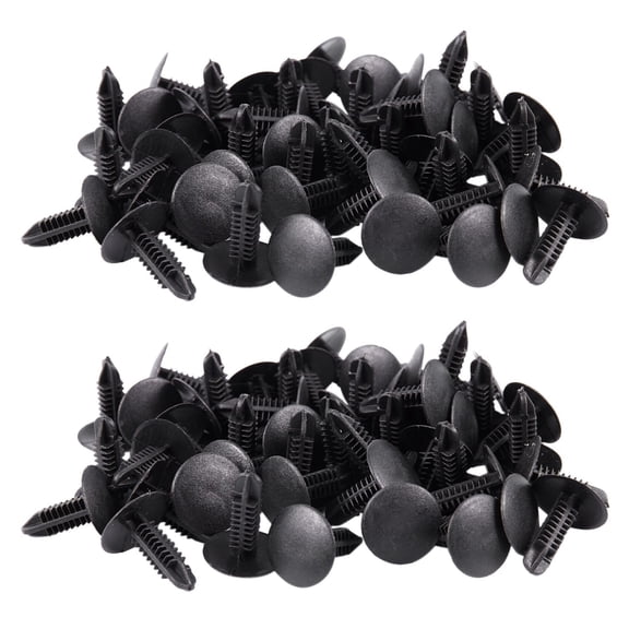5mm x Hole Dia Black Plastic Rivets Fastener Push Clips 96 Pcs